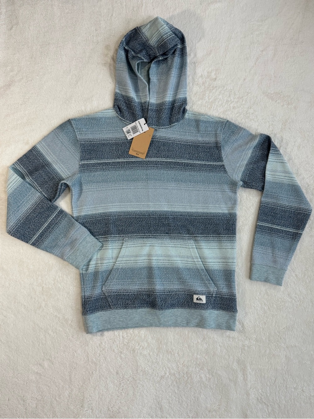 Quiksilver Great Otway Hood Youth Striped Hoodie – Bering Sea Blue – L 14